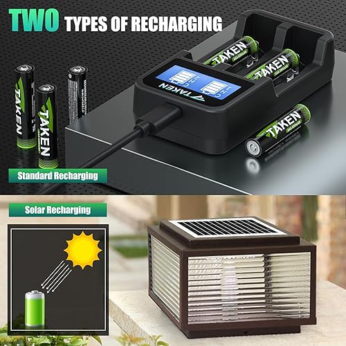 Miniatura 5 de Taken Paquete de 12 pilas AAA, baterías solares precargadas para luces solares al aire libre, luces de jardín, luces de cadena, luces de camino de