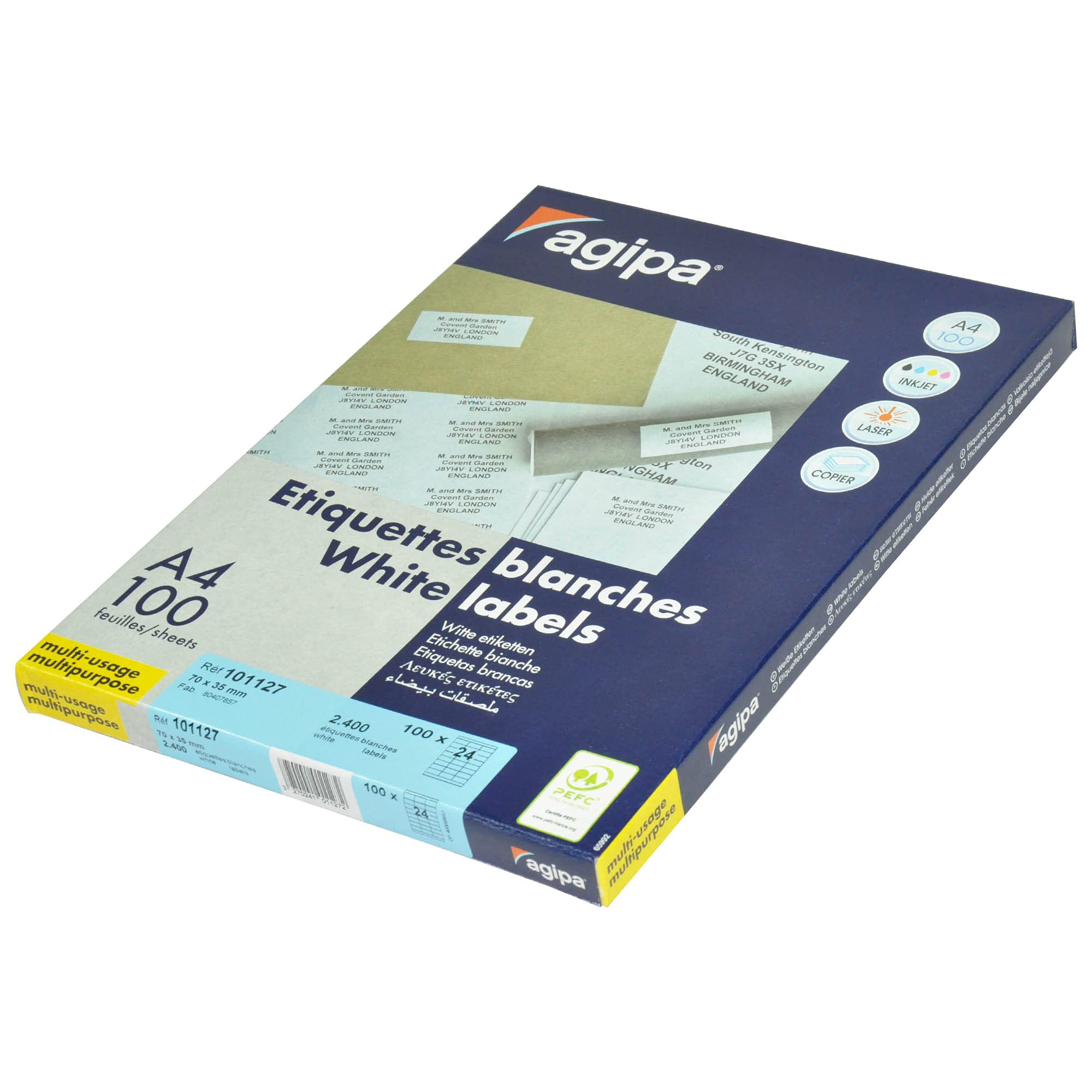 Agipa 100-Sheet Multipurpose Label White - APLA101127