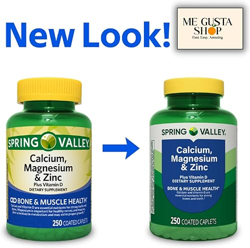 Miniatura 4 de Spring Valley - Cápsulas recubiertas de calcio, magnesio y zinc más vitamina D3, 250 unidades (paquete de 2) 500 unidades en total + me Gusta Sticker
