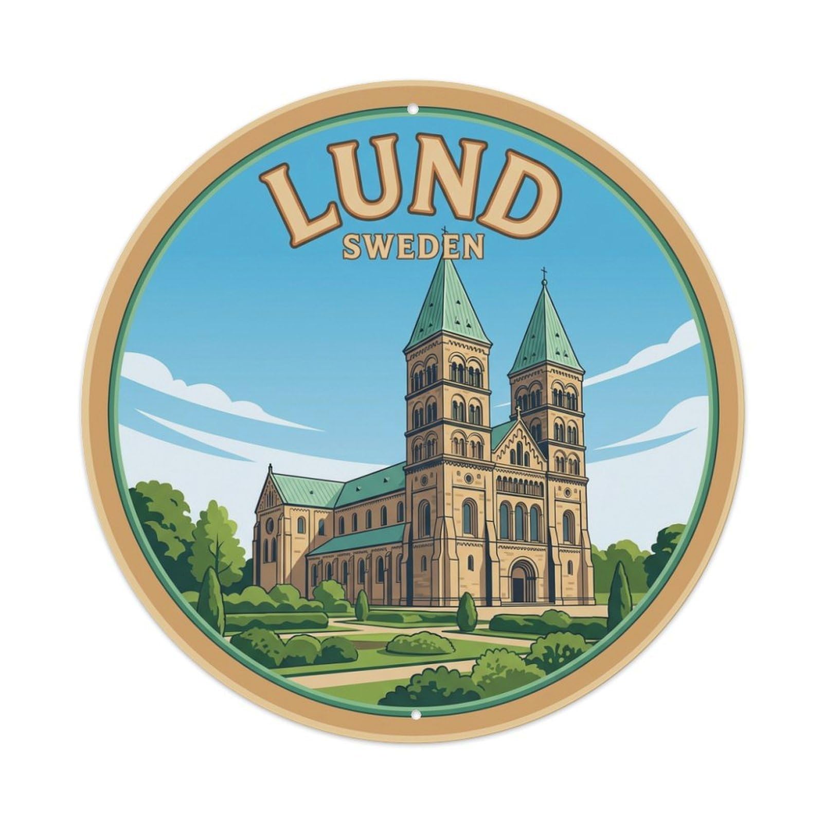 Galvaxio Style Sweden Vintage Travel Lund Metal Tin Sign