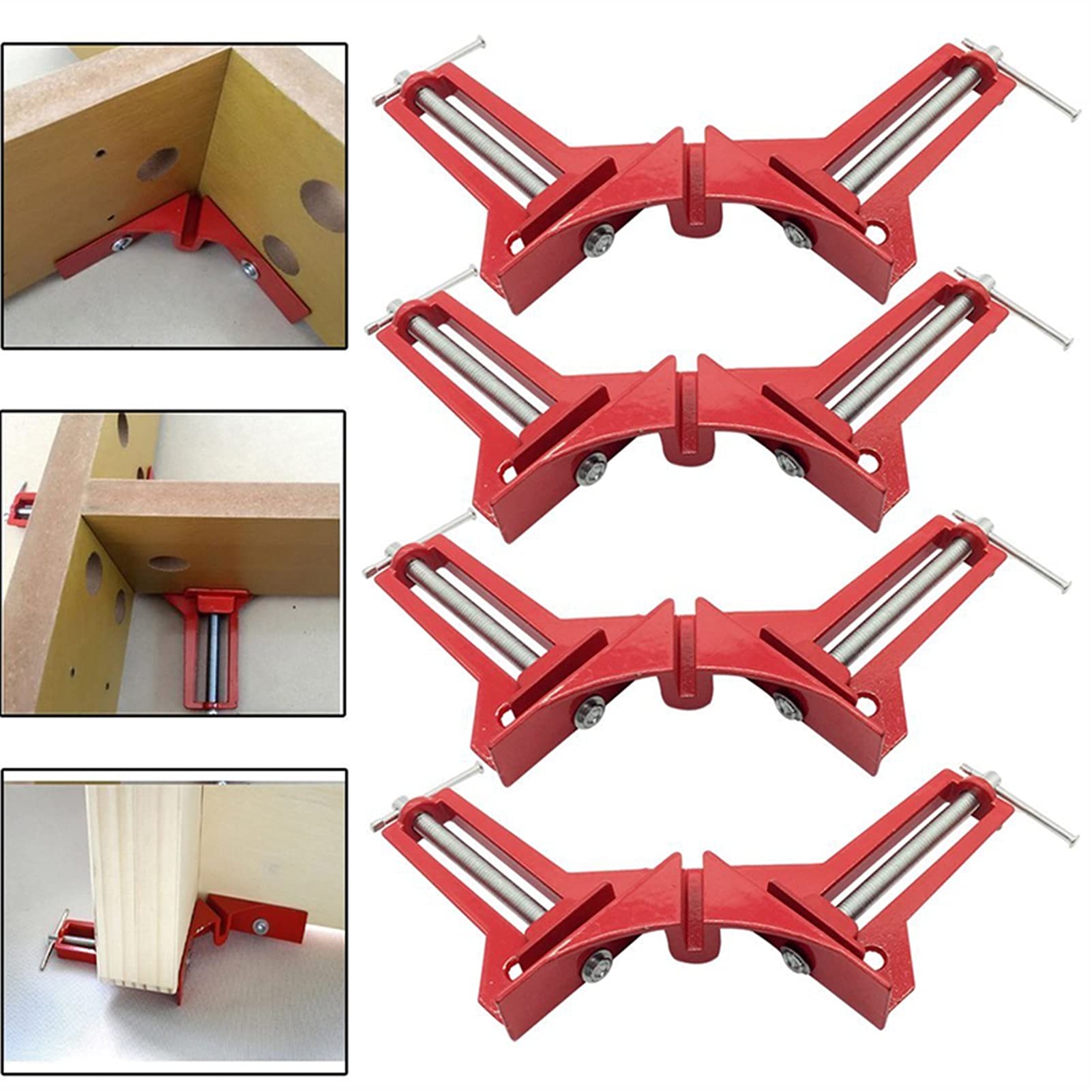 4 Stuks Verstelbare Hoekklemmen – 90° En 45° – Maximaal 75 Mm Klembereik – Aluminium Met Roestwerende Coating – Voor Houtbewerking, Meubels, Fotolijsten En Kasten