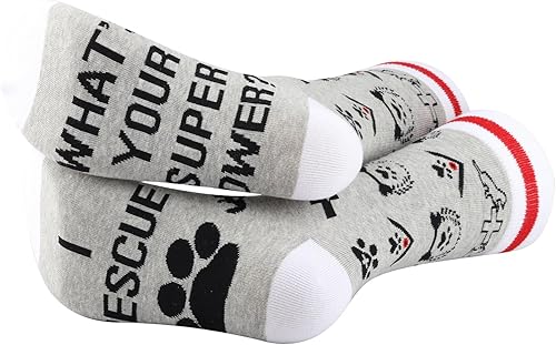 G2TUP 2 pares de calcetines de regalo veterinario I Rescue What Your Superpower Rescue Animal Gift Dog Rescue Rescue Rescue Gift Dog Lover Gift