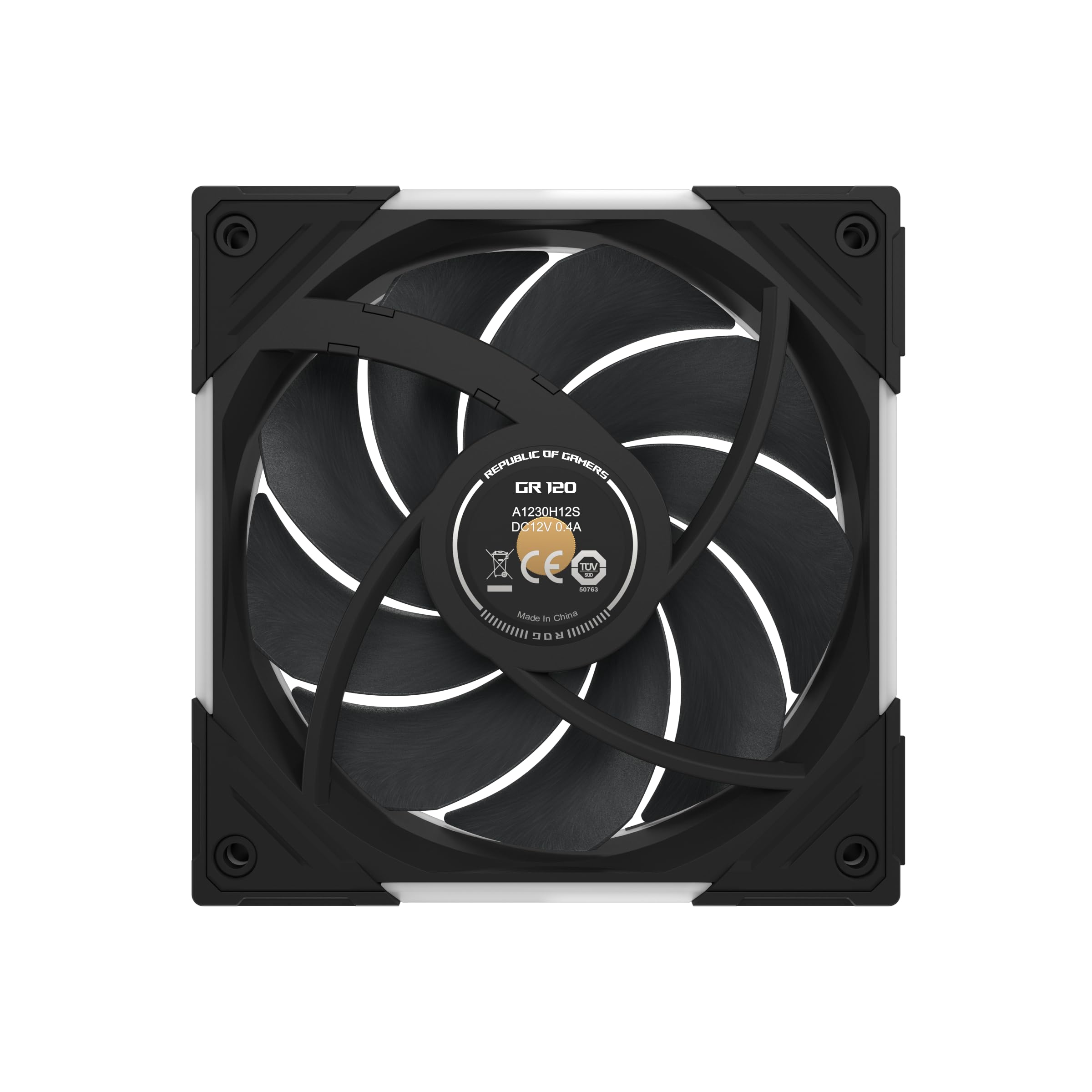 ASUS ROG Eurux GR120 ARGB PWM Lot de 3 ventilateurs PWM de 120 mm, 2600 tr/min, chaîne en marguerite brevetée, éclairage personnalisé, moyeu de ventilateur