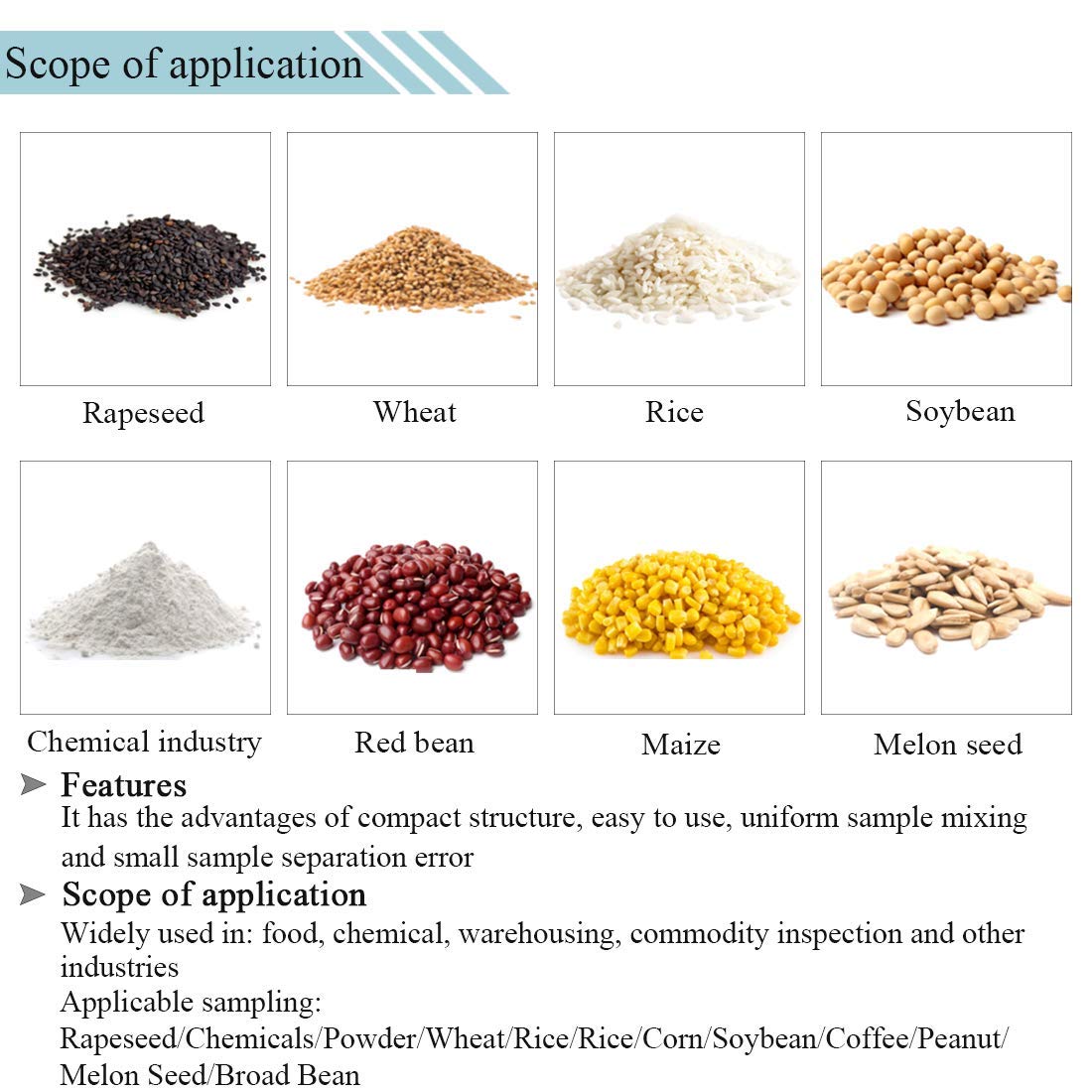 Campionatore divisore per cereali in acciaio inox, separatore di campioni di precisione per semi medi e piccoli, ideale per agricoltura e laboratorio