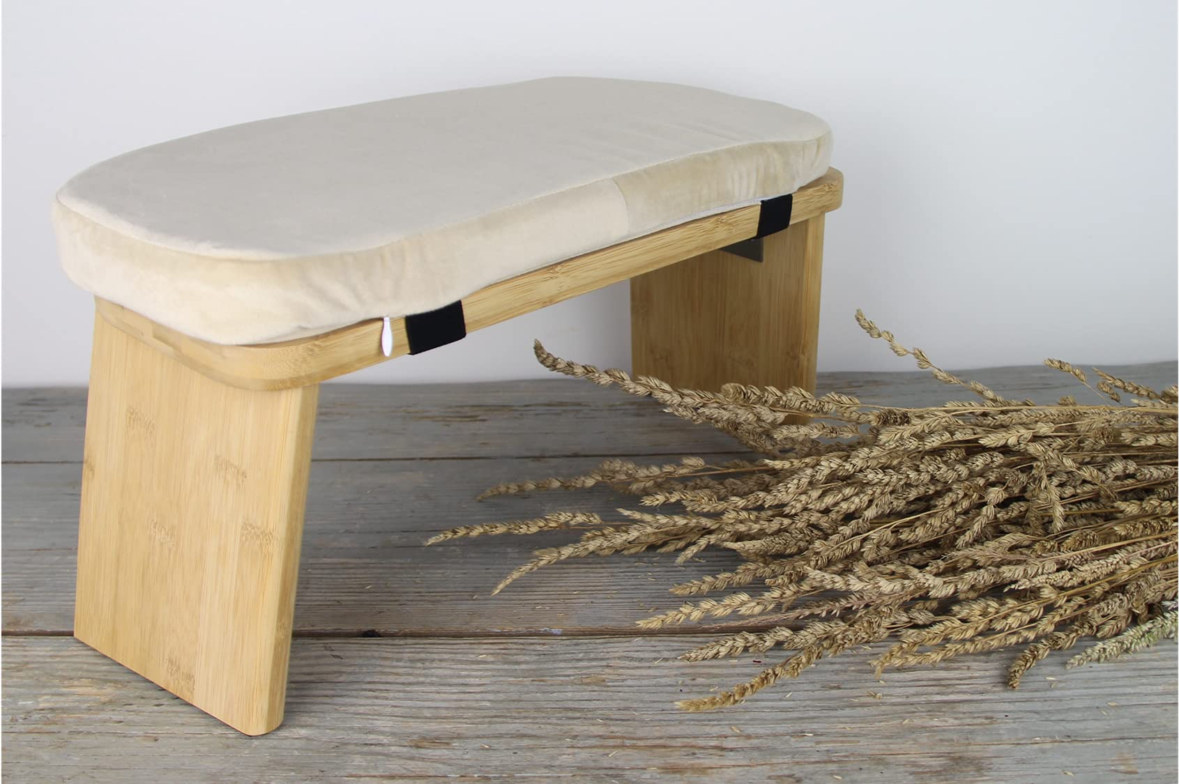 Tortuga - Banc de méditation - 100% Bambou Biologique - 46x18x15cm - Crème - Pack Complet: Sac de Transport, Coussin Confortable - Tabouret de méditation Ergonomique Pliable - Améliore la Posture