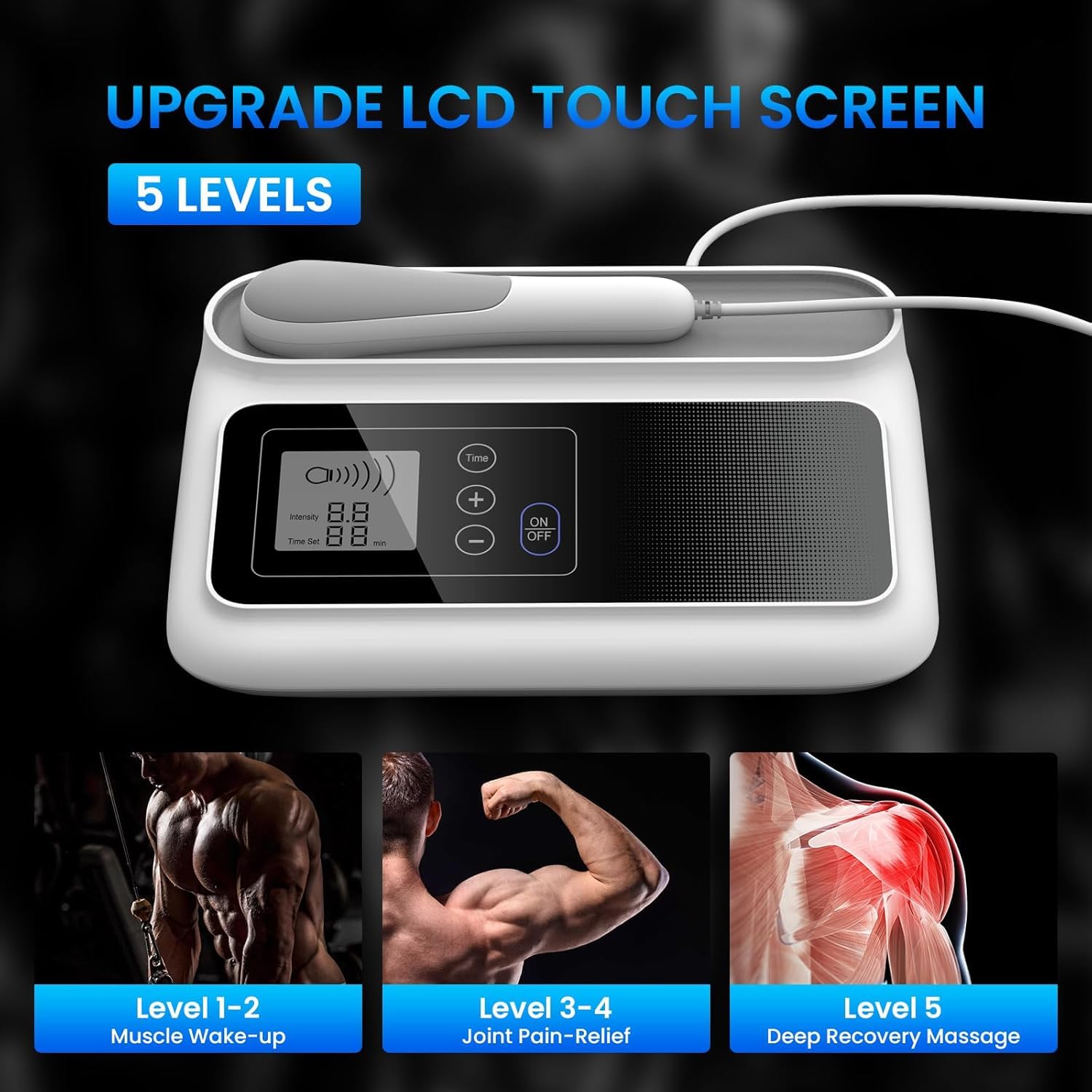 Macchina per Terapia ad Ultrasuoni, Dispositivo Portatile per Massaggi per Alleviare il Dolore Muscolare e Articolare, Ingranaggi di Regolazione a 3 Livelli Massaggiatore ad Ultrasuoni per (01)