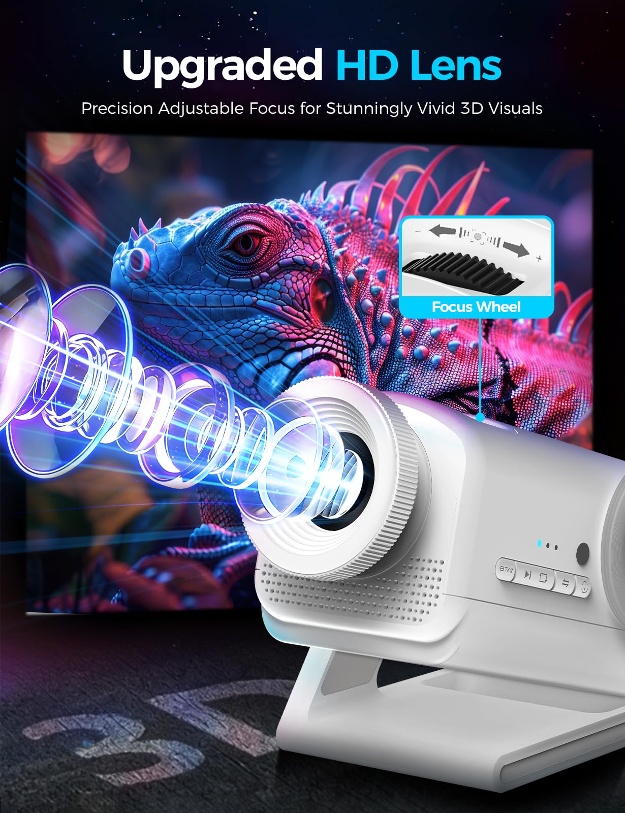 Proiettore di stelle 3D con oltre 60 motivi spaziali HD, Bluetooth, telecomando e timer – Luce notturna per camera da letto, camera dei bambini, regalo per adulti e bambini