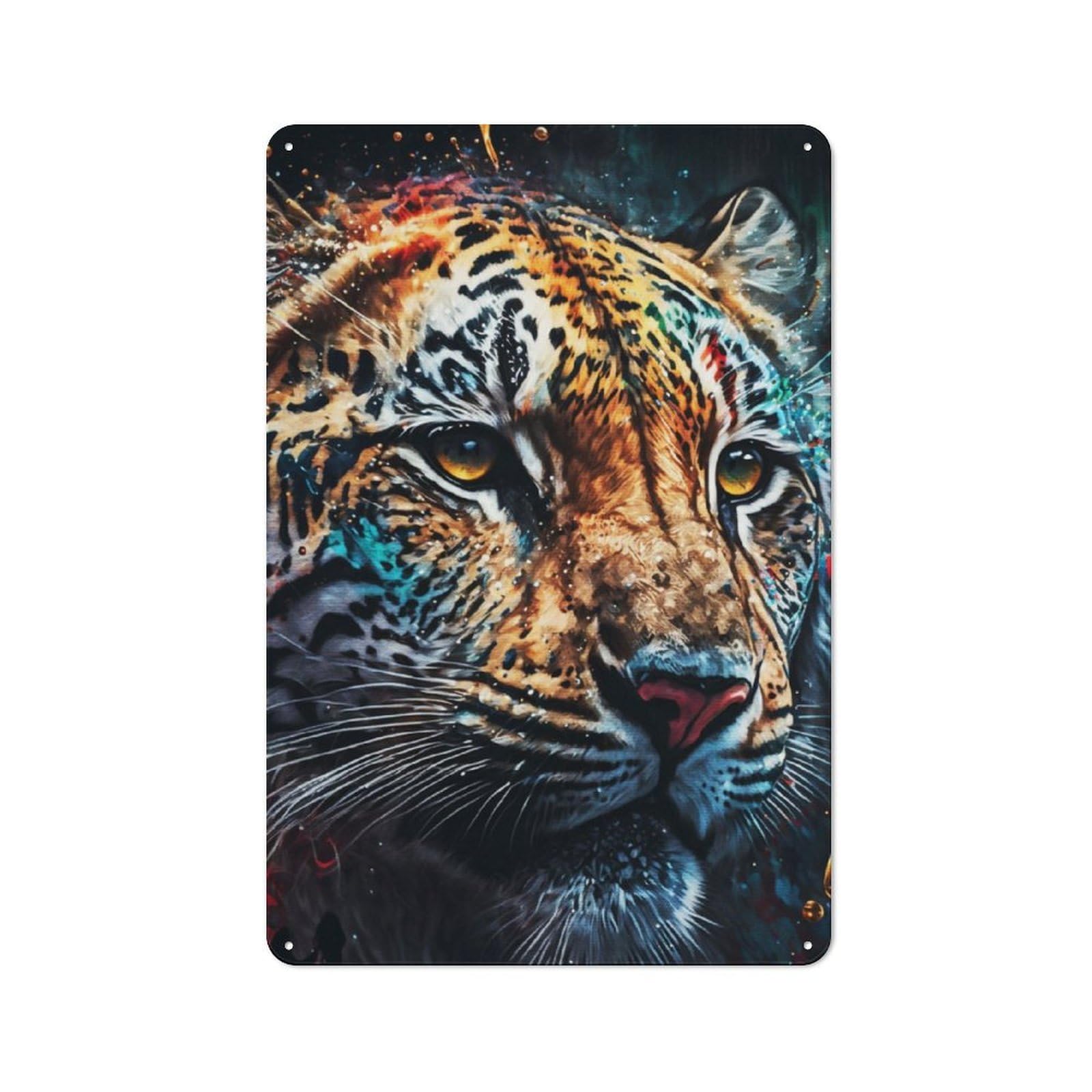 Junmoney Paint Tiger Tin Wall Plaque 30X20cm With For Studio Or Craft Room, For Cooler-Season Styling In Studio And Craft Room