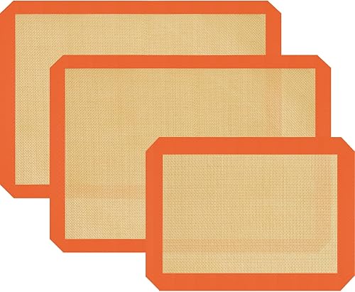 Juego de 3 alfombrillas de silicona para hornear, antiadherentes para hornear, fácil de limpiar y reutilizable, para hacer macarrones, galletas