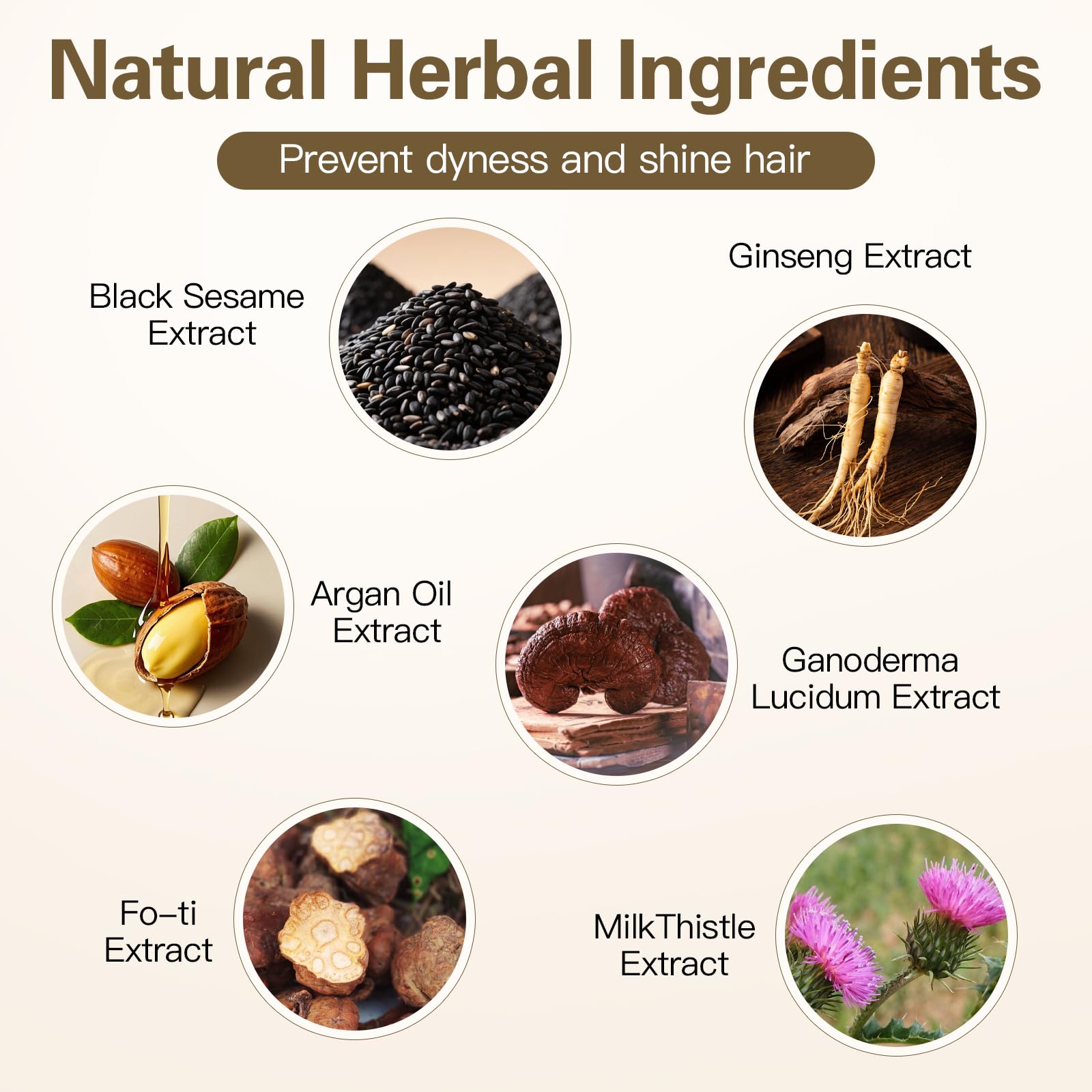 Herbal Hair Dye Shampoo for Gray Coverage, Color, Cleanse & Condition