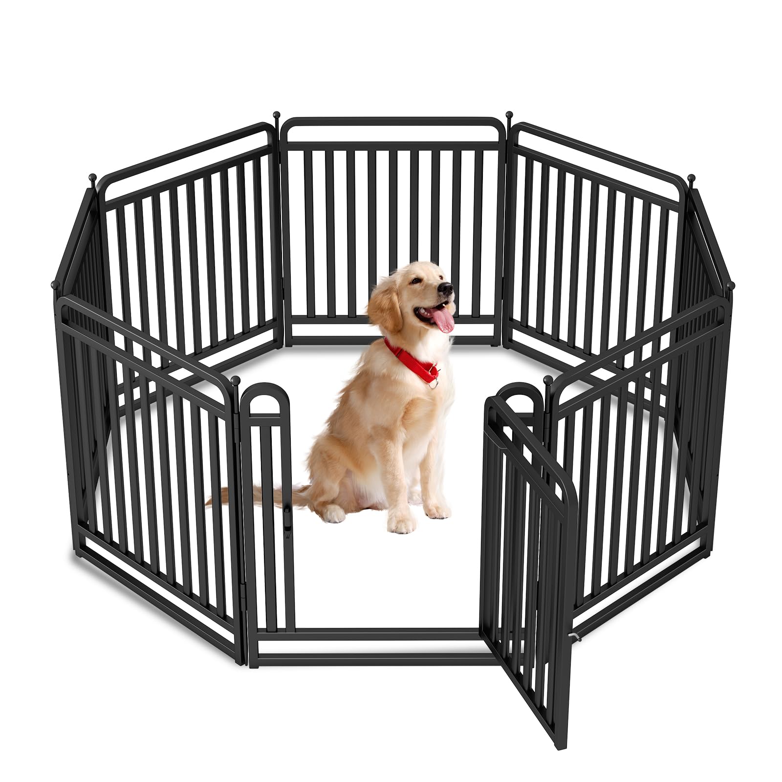 New Thickened Version Dog Playpen, 32 Inch Dog Fences for The Yard, Portable Outdoor Dog Playpen for Large/Medium/Small Dogs, Foldable Metal Dog playpen, with Doors (8 Panels, 32 Inch)