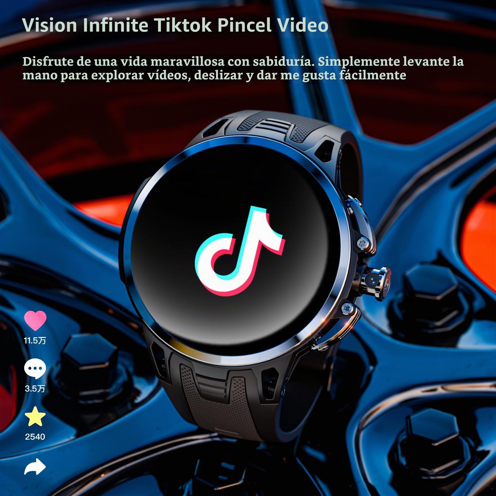 LOKMAT Reloj inteligente Android 4G, pantalla AMOLED de 1,75 pulgadas, 3 GB+32 GB, rastreador de actividad deportiva para hombres y mujeres, con ranura para tarjeta SIM, cámara giratoria, GPS, NFC