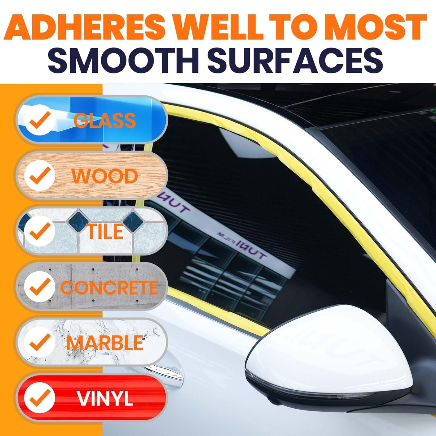 ADHES Blue Painters Tape 2 inches Wide + Orange Washi Masking Tape, 2in x 60yds x 6rolls