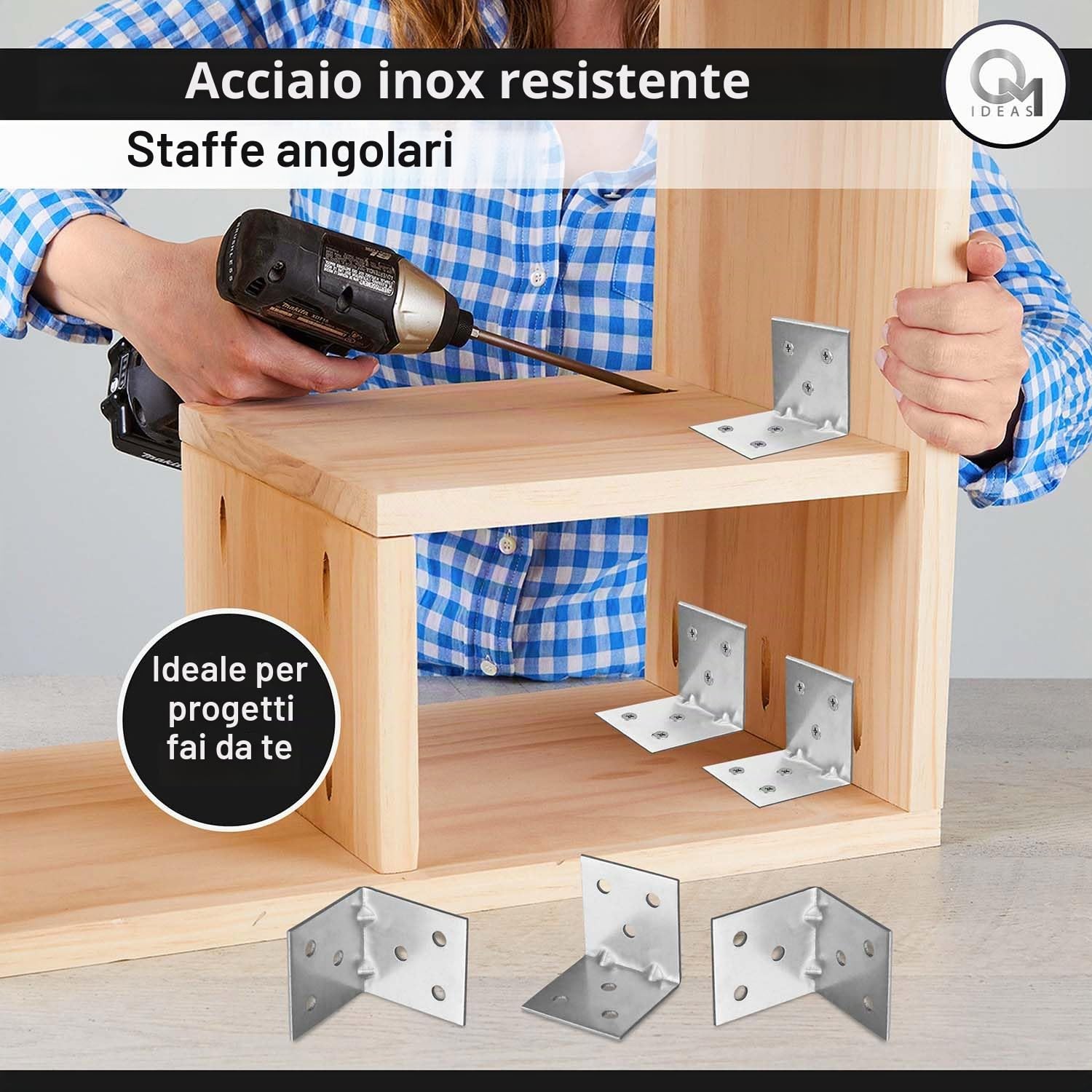 Staffe Angolari 40x40x40 Squadretta Giunzione Connettore Fissaggio Mobili Legno Zincato Argento