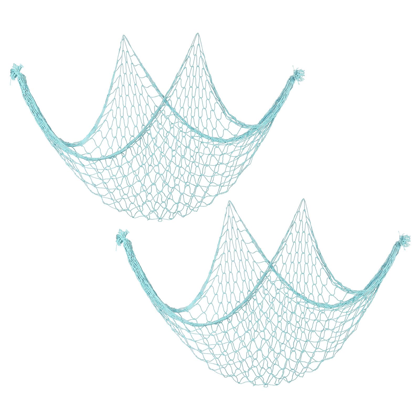PATIKIL Fishing Net Decor, 2 Pack 80" x 40" Mediterranean Style Photographing Decoration Natural Fish Net Party Accessory for Home Bedroom, Blue