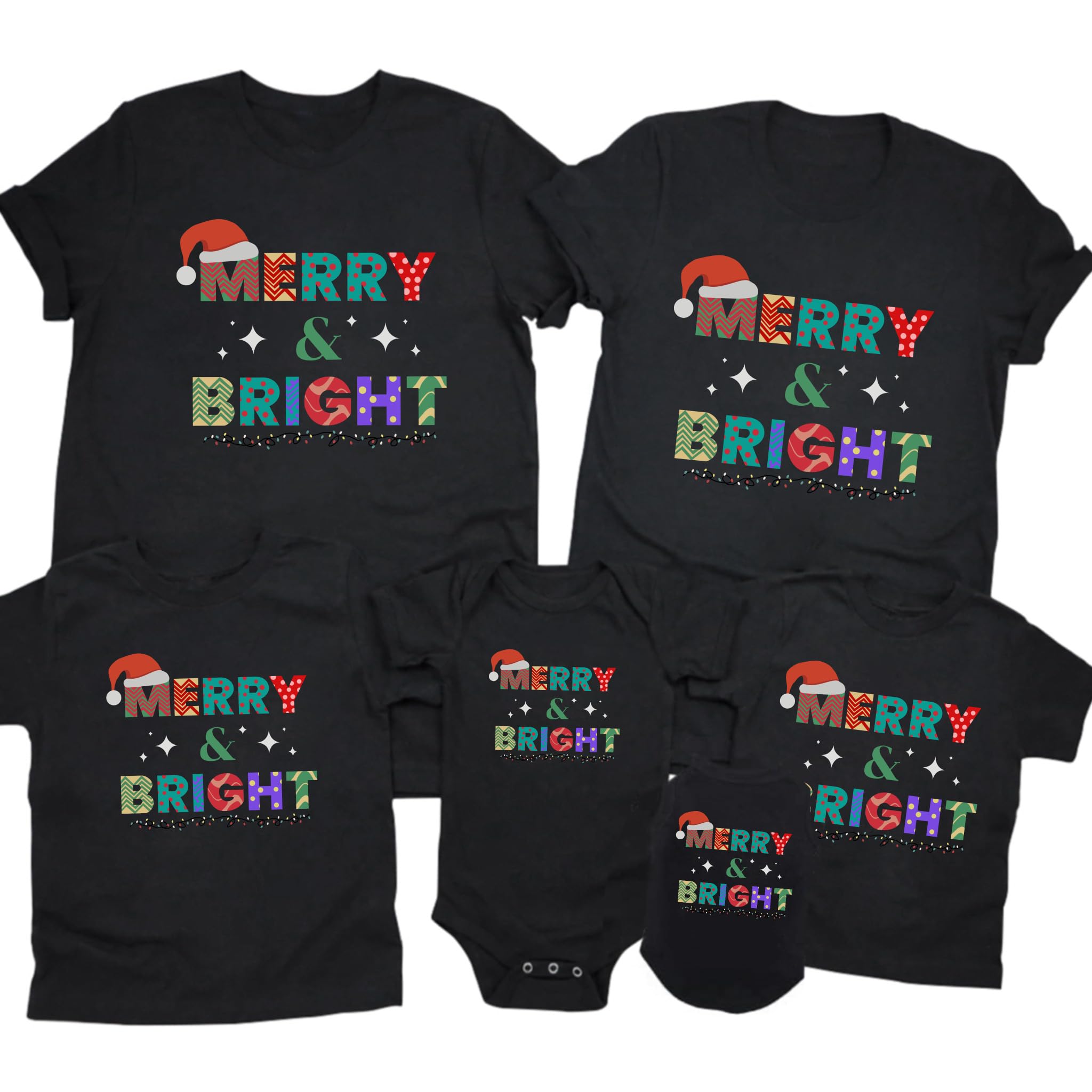 CONTEANER Merry Christmas Family Shirt,Matching Couples Xmas Graphic Tops