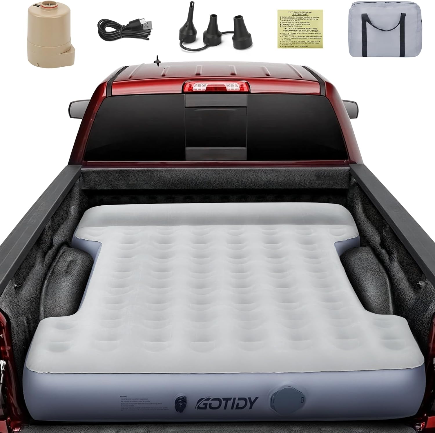 Truck Bed Air Mattress 6-6.5ft, Full Size Short beds Inflatable Bed Mattresses for Short Truck Beds with Wireless Rechargeable Air Pump