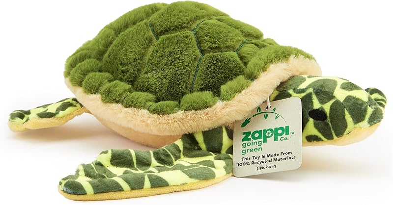 Zappi Co Ultra Soft Turtle Plush Toy (33cm Width) - 100% Recycled, Eco-Friendly, Newborn Gift, Realistic Lifelike