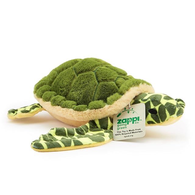 Zappi Co Peluche 100% Reciclado de Tortuga Marina (33cm de Ancho) Suave, Mullido, ecológico, colección de Animales para recién Nacidos Primer Hijo