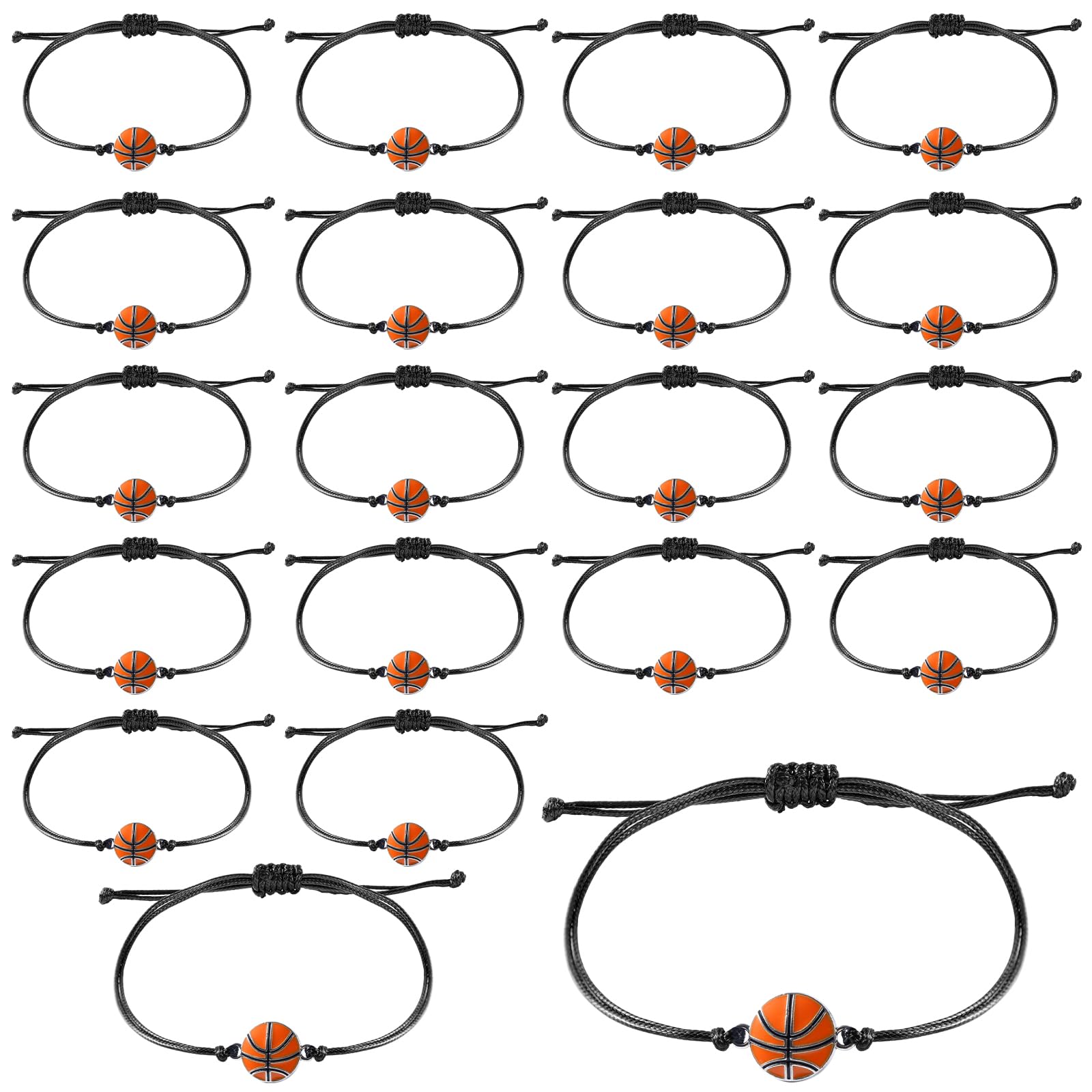 Mikovivi 20uds Pulseras con Dijes para Regalos Fiesta Deportiva, Pulseras Inspiradoras Pelotas Deportivas Pulseras Temáticas Deportivas Pulsera Deportiva Ajustable Mujeres Hombres (Baloncesto 2)
