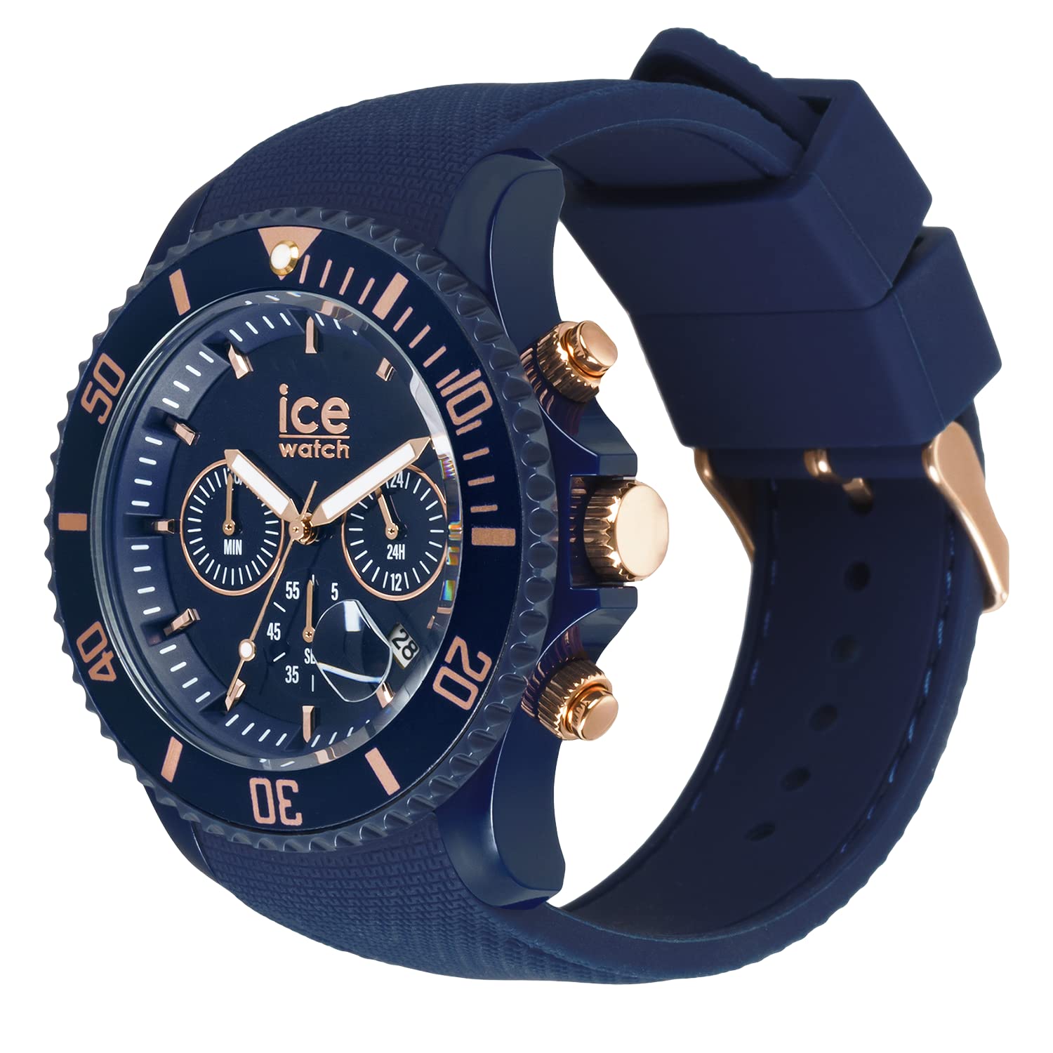 ICE-WATCH - Ice Chrono Blue Rose-Gold - Blaue Herrenuhr mit Silikonarmband - Chrono - 020621 (Large)