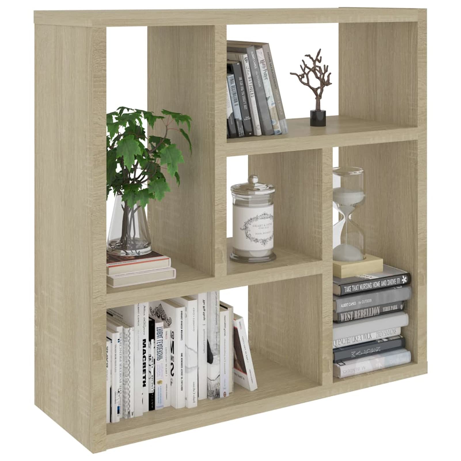Gecheer Scaffale A Parete 5 Scomparti – Grigio Cemento, 45,1x16x45,1 Cm, In Legno Multistrato, Moderno E Salvaspazio