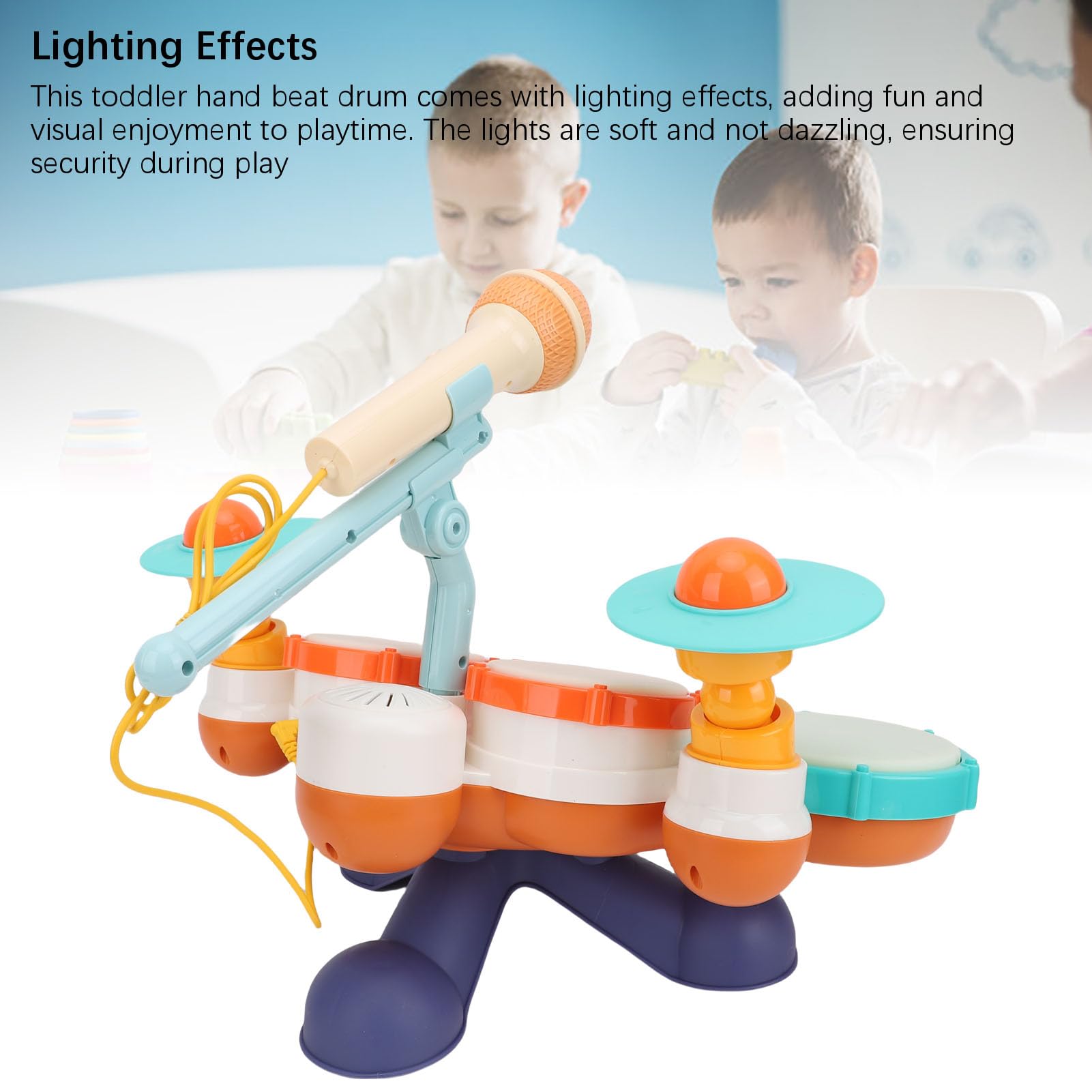Baby Drum Kit, Toddlers Music Drum con Luce, 4 Tamburi, Strumento Musicale per la Prima Educazione per Il Gioco e L'educazione Precoce