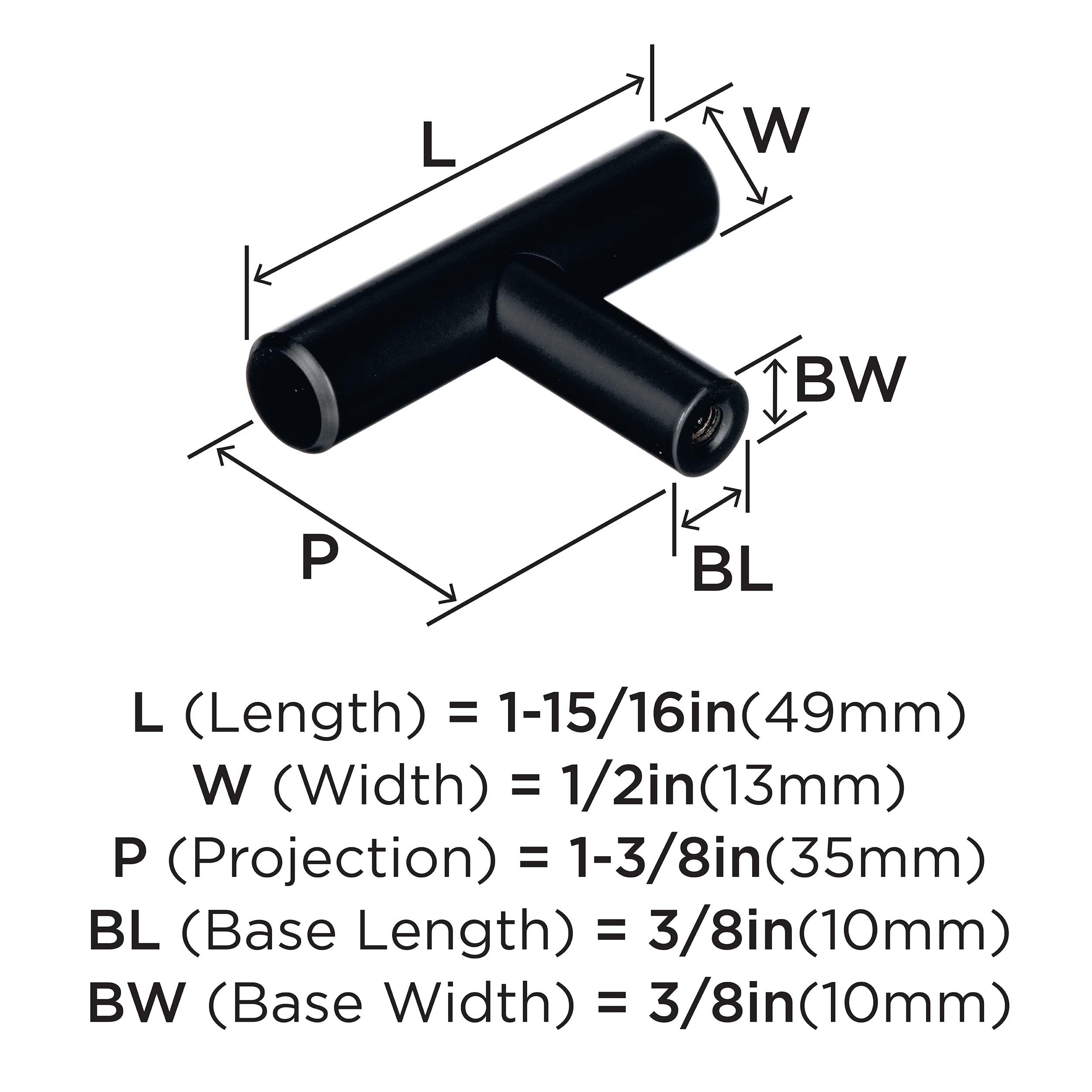 Amerock Bar Pulls 1-15/16 in (49 mm) Length Black Bronze Cabinet Knob - 10 Pack - Image 3
