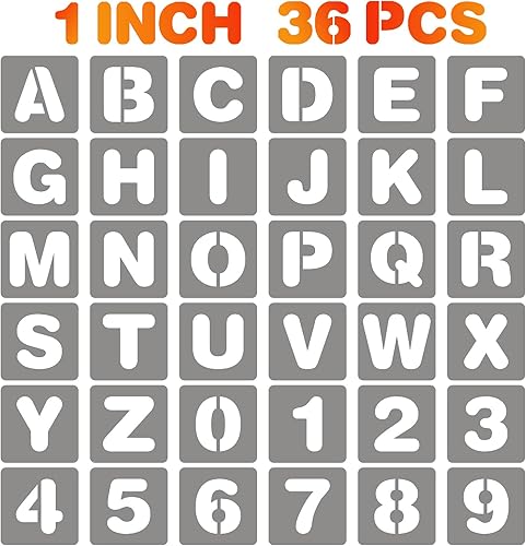 Miniatura 1 de BAMIDELE Plantillas de letras y números de 1 pulgada, 36 plantillas de pintura en aerosol de plástico reutilizables para pintar en madera, pared,
