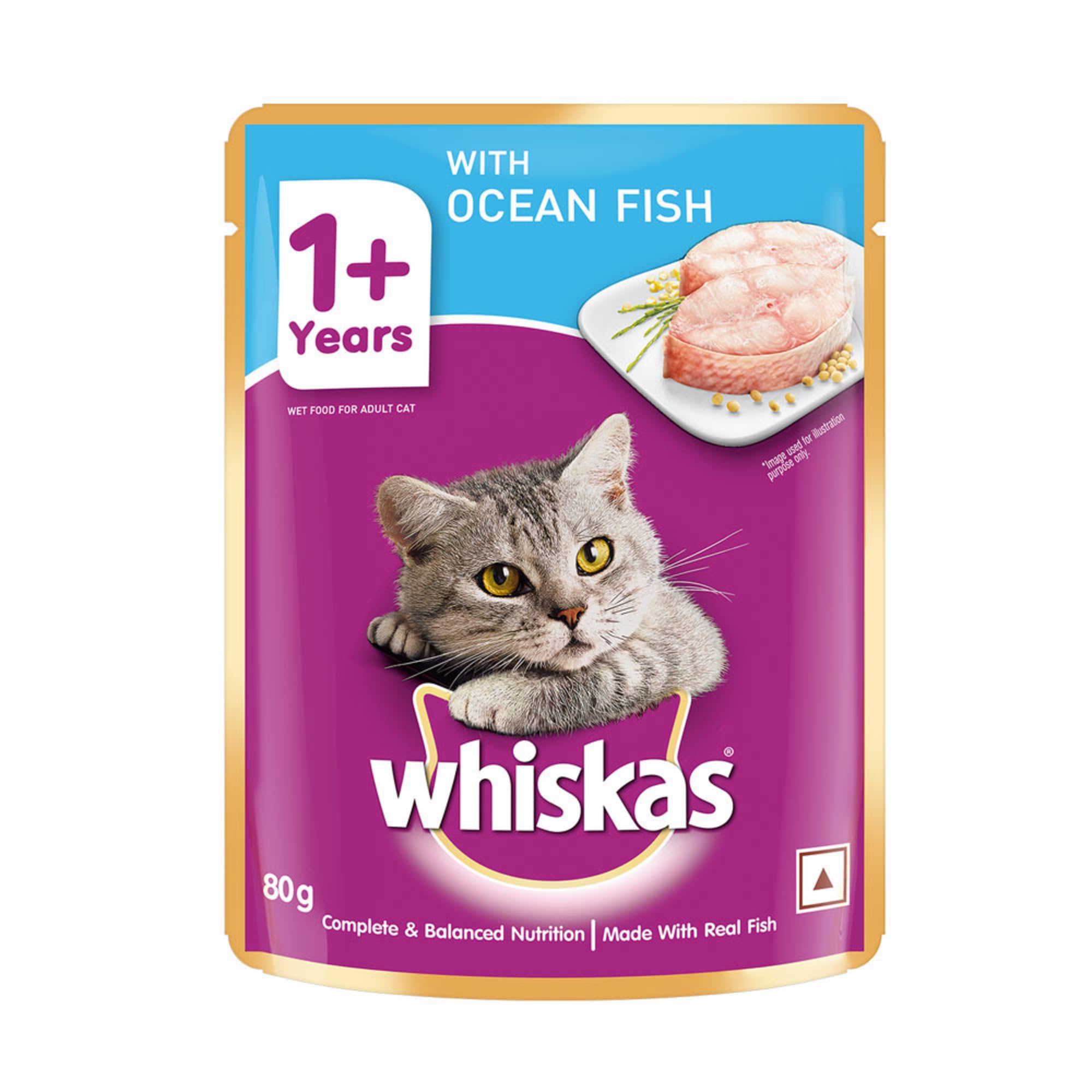 Adult (1+ year) Wet Cat Food, Ocean Fish Flavor, 80 g Hydrating Food Made With Real Fish, 100% Complete & Balanced Nutrition for Adult Cats