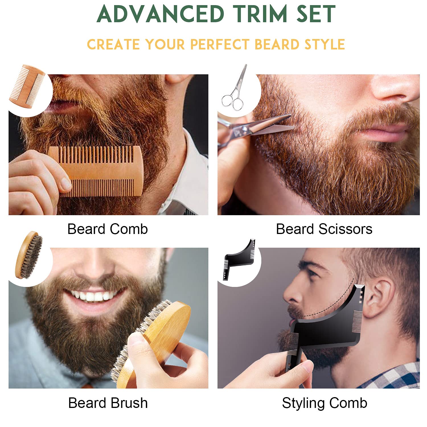Kit Barba per Uomo 9 in 1 kit per La Cura della - Cura Barba con Olio Barb, Balsamo, Shampoo Barb, Spazzola, Pettine, Forbici, Borsa di Stoccaggio, Perfetto Regali per Uomo