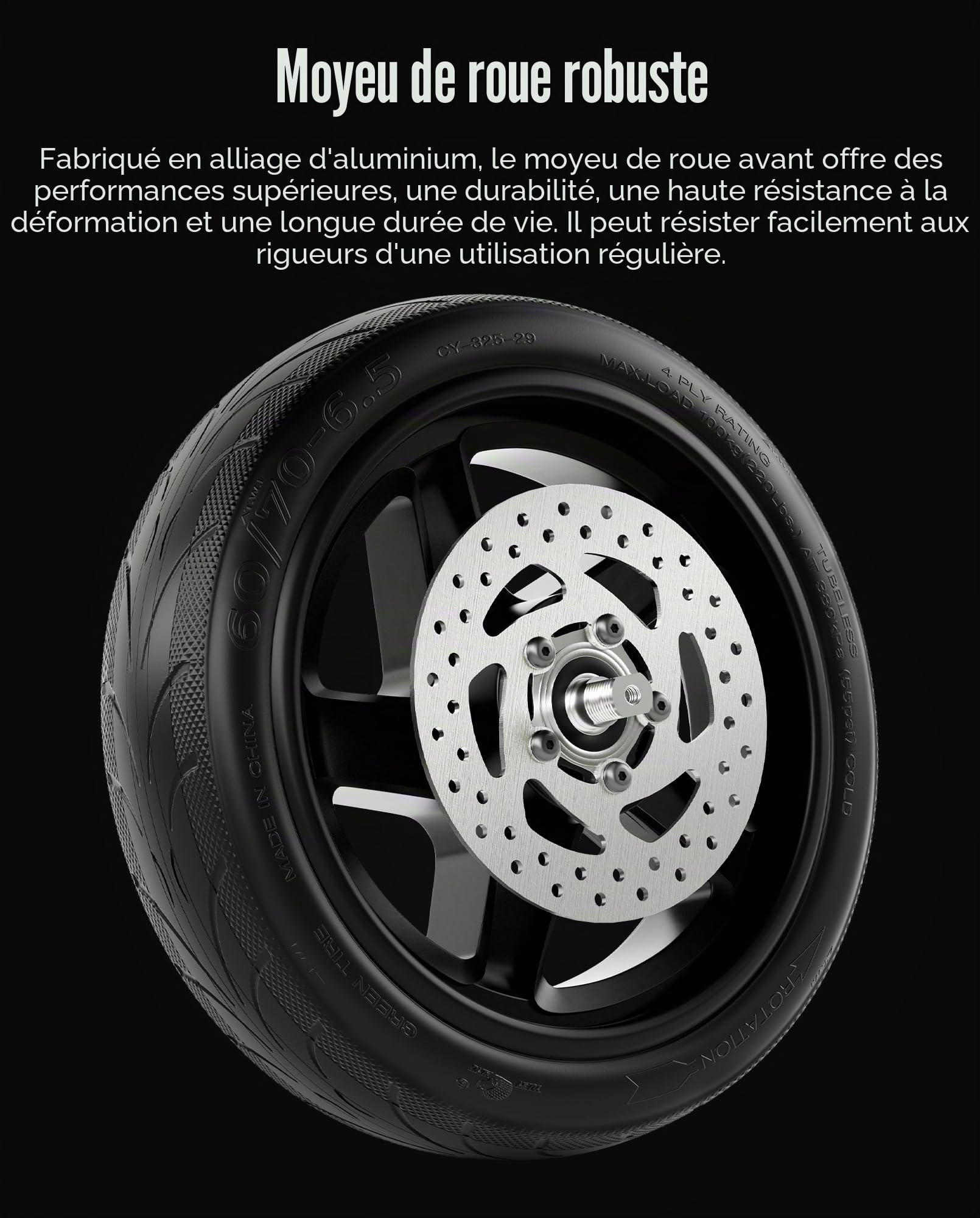 Assemblage de roues avant 10 x 2.5 compatible avec Segway Ninebot F2 Plus et Pro