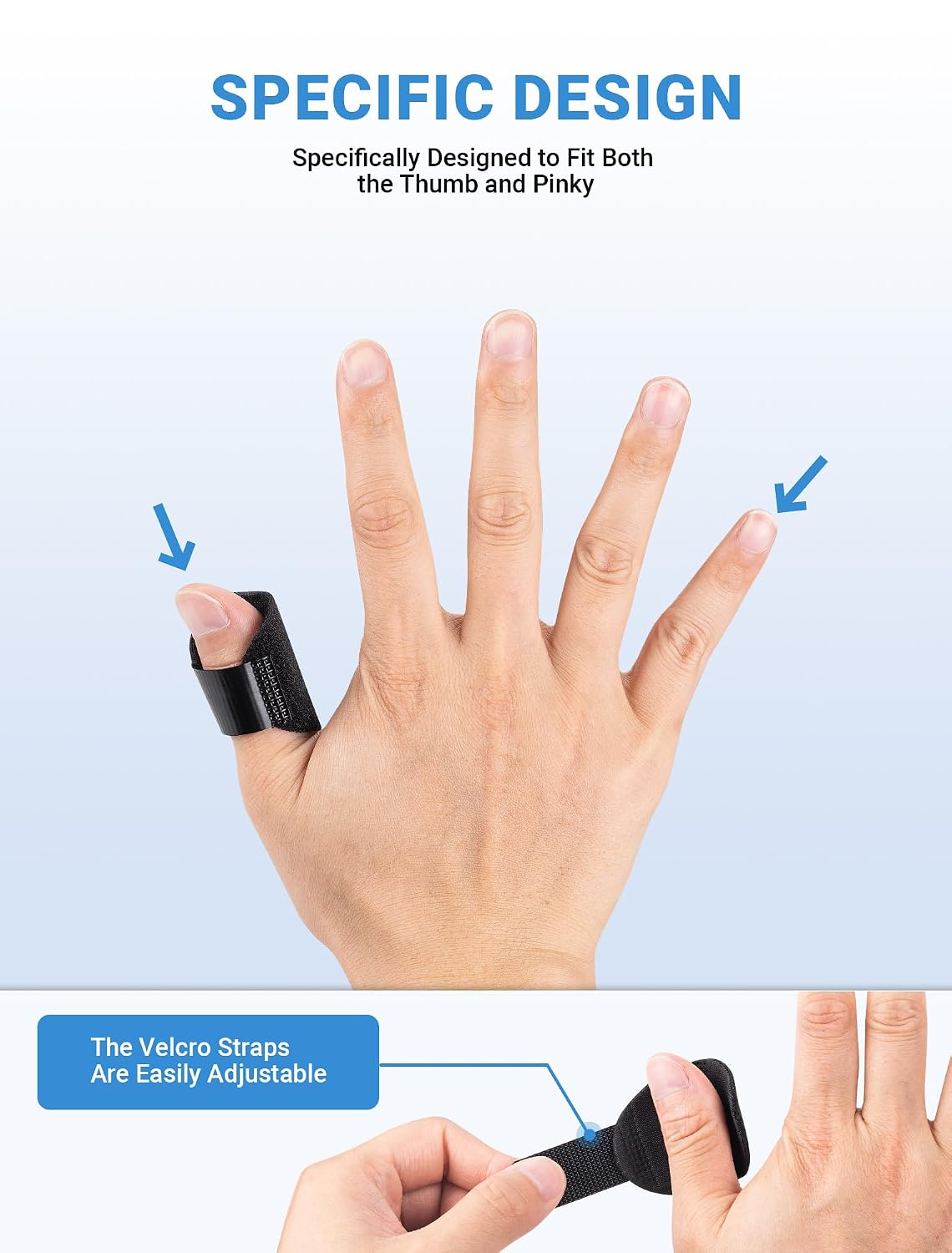 SARDVISA Trigger Finger Splint, 2 Pcs Single Strap Knuckle Immobilization Support Brace Fits for Thumb and Pinky Finger Pain, Finger Straightener for Arthritis, Mallet, Injury and Sprain
