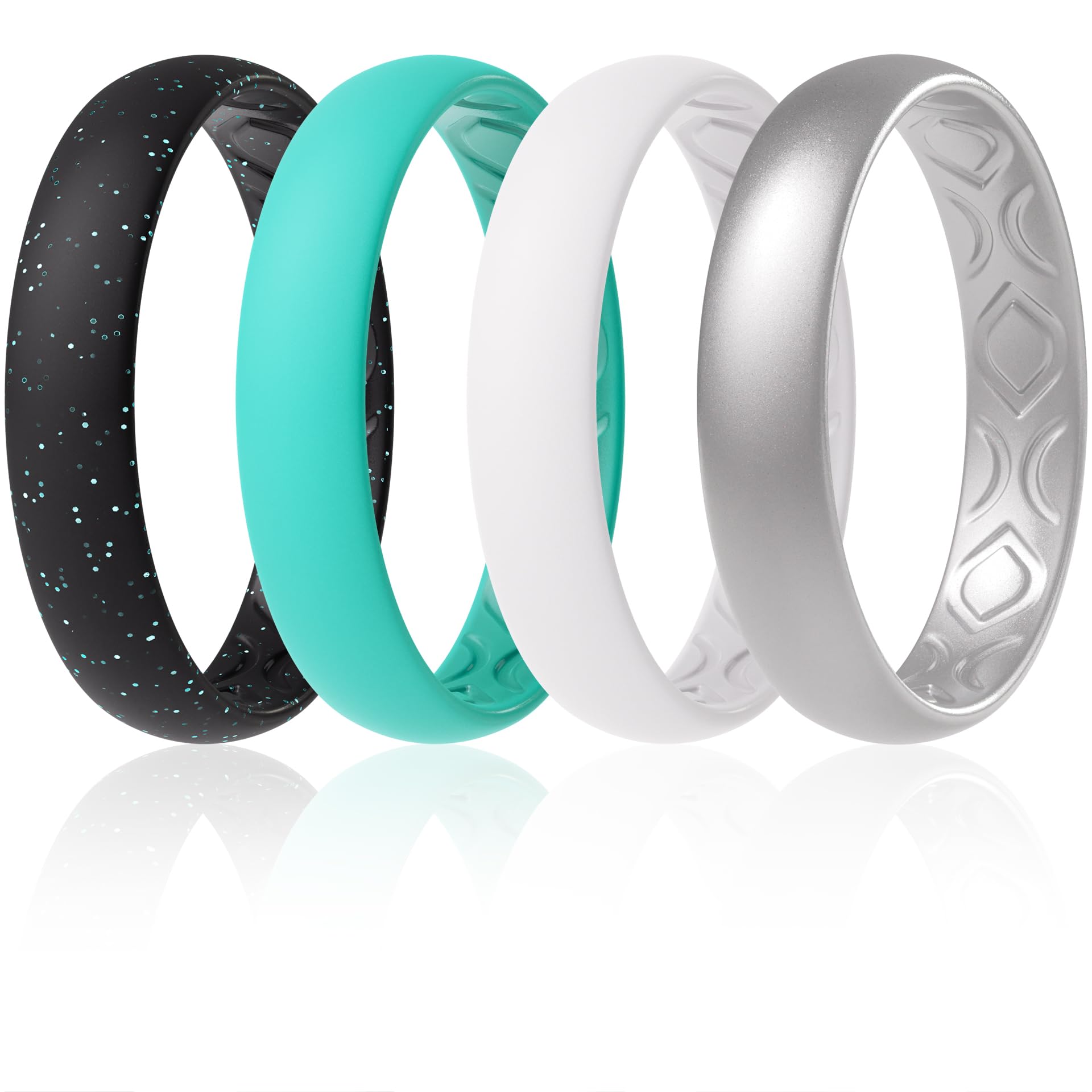 ThunderFit Women Breathable Silicone Bridal Rings Sets For Her, 4mm Wide