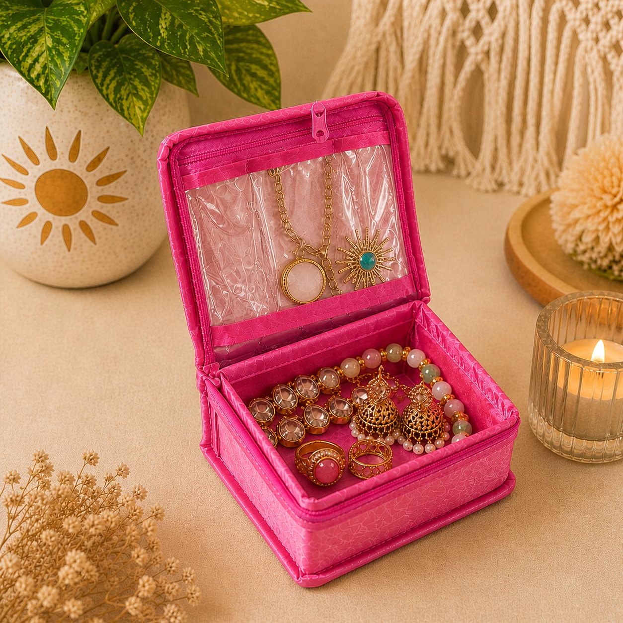 Amazon.com: LOVENSPIRE Lotus Print Indian Jewelry Box Satin