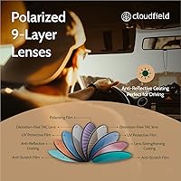 Vista 5 de cloudfield Wood Frame Sunglasses for Men and Women with 9-Layer Polarized Lenses and Double Layer of UV Blocking Coating