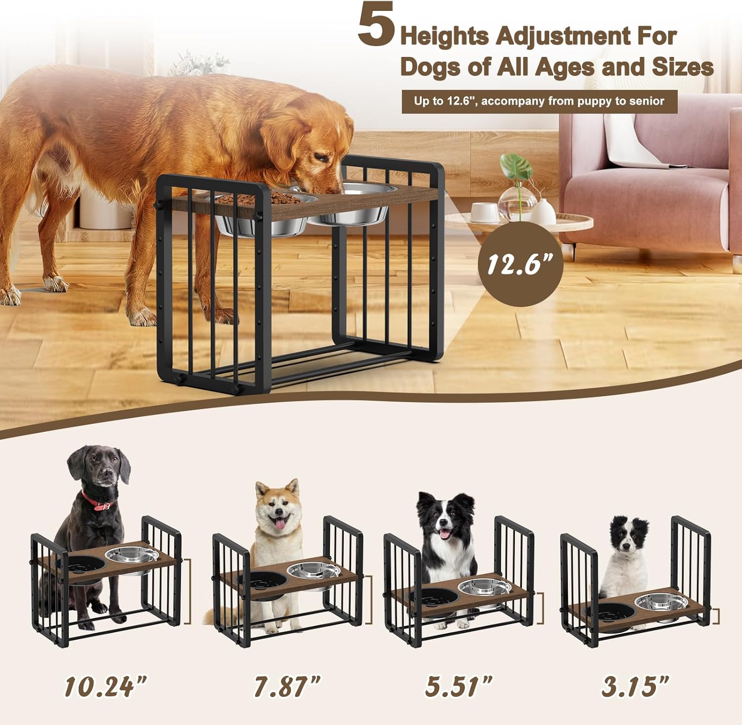 Elevate Your Dog's Dining Experience with Adjustable Elevated Bowls