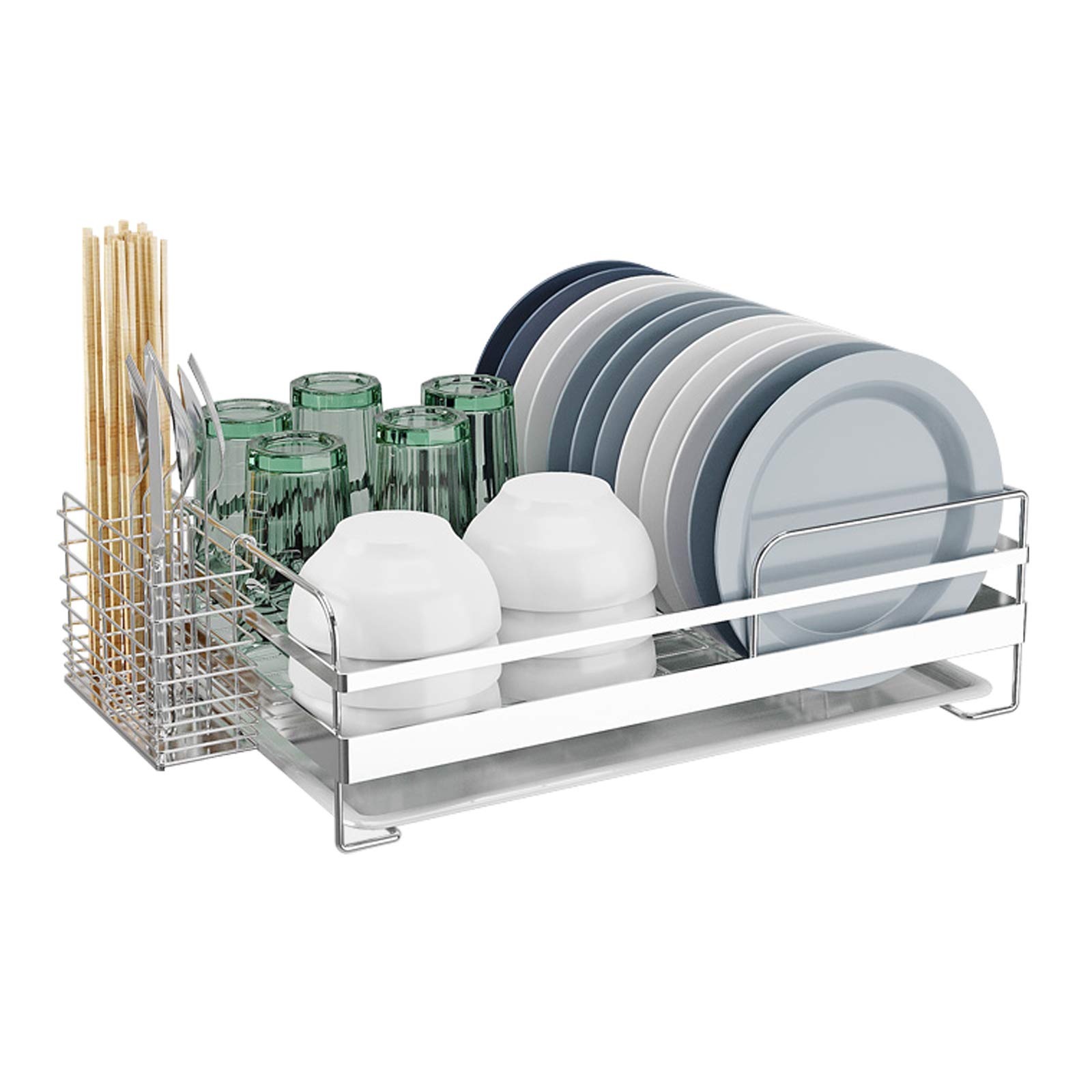 ZQFHSX Stainless Steel Dish Drying Rack Over Sink - Durable Single Layer Drainer for Efficient Kitchen Use