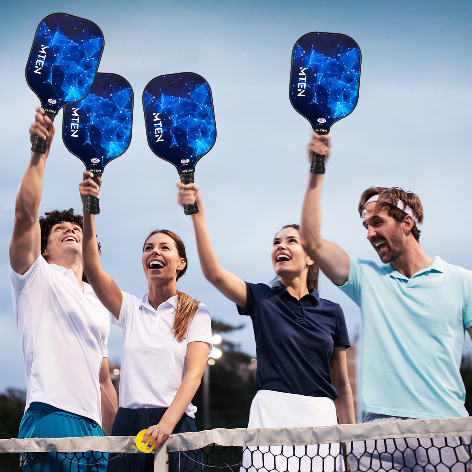 MTEN Pickleball Paddles, USAPA Approved Fiberglass Surface Pickleball Set of 4 Pickleball Rackets, Pickle Ball Paddle Set ​for Beginners & Pros