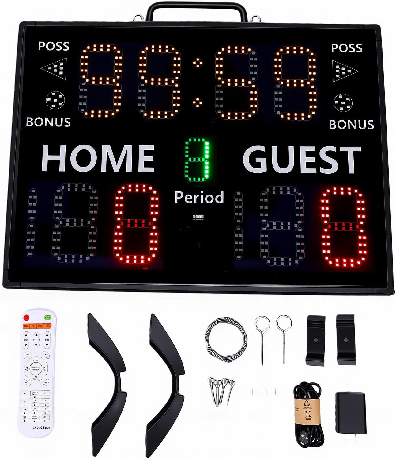 Electronic Scoreboard 11 Digits with Remote Control and 8000mAh Battery for Basketball Volleyball Table Tennis