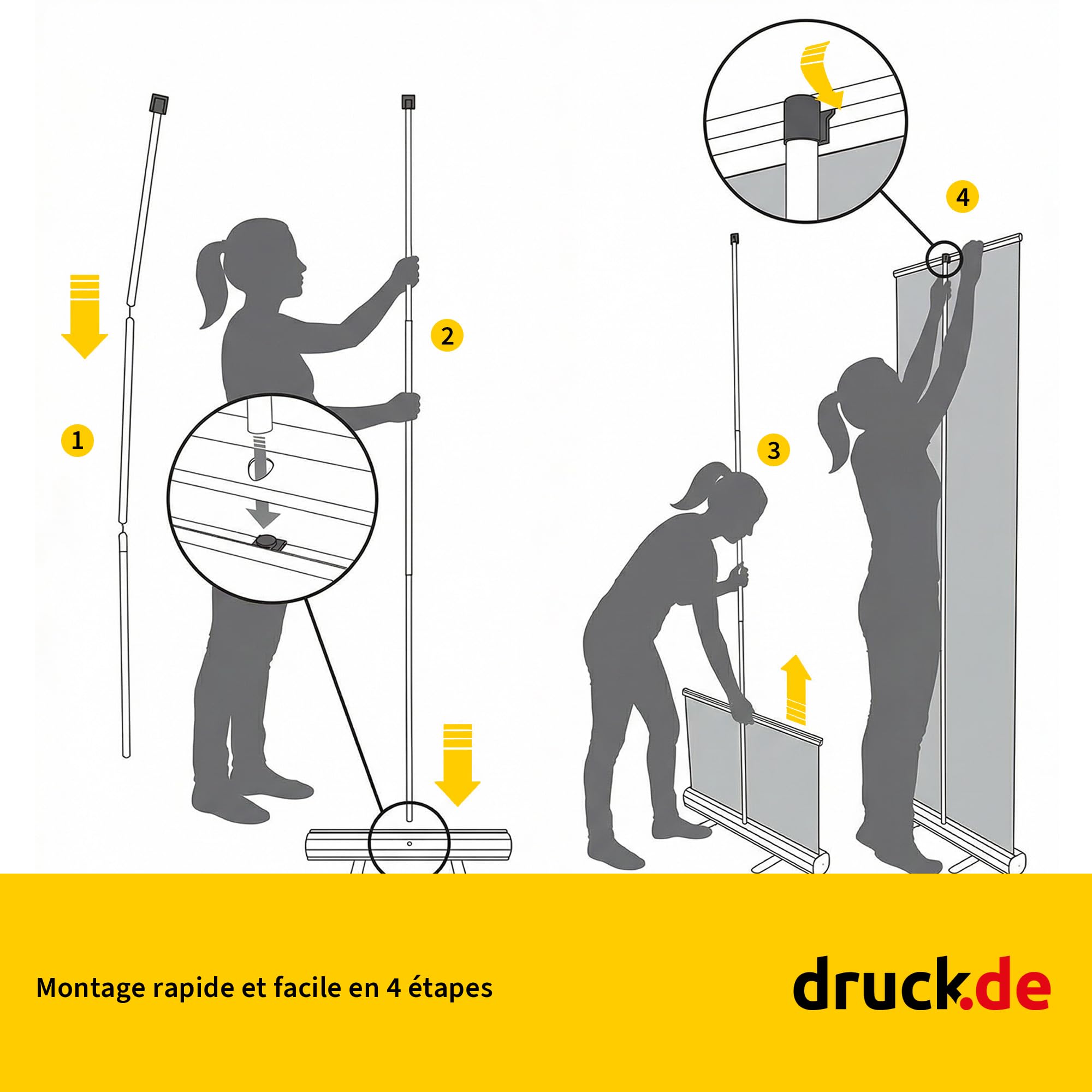 druck.de Bannière enroulable basique imprimée - 100 x 200 cm - 100 x 200 cm