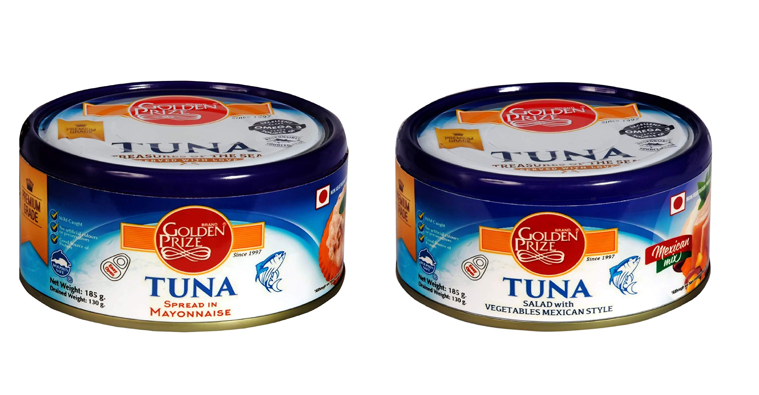 Golden Prize Combo - 1 x Tuna Spread in Mayonnaise and 1 x Tuna Salad with Vegetables Mexican Style (2 x 185gms Each) (B07R5FQ8YV) Amazon Price History, Amazon Price Tracker