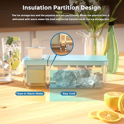 Miniatura 6 de Bandeja para cubitos de hielo con tapa y cubo con molde para paletas, 24 moldes para cubitos de hielo, 4 moldes para paletas, moldes para cubitos de