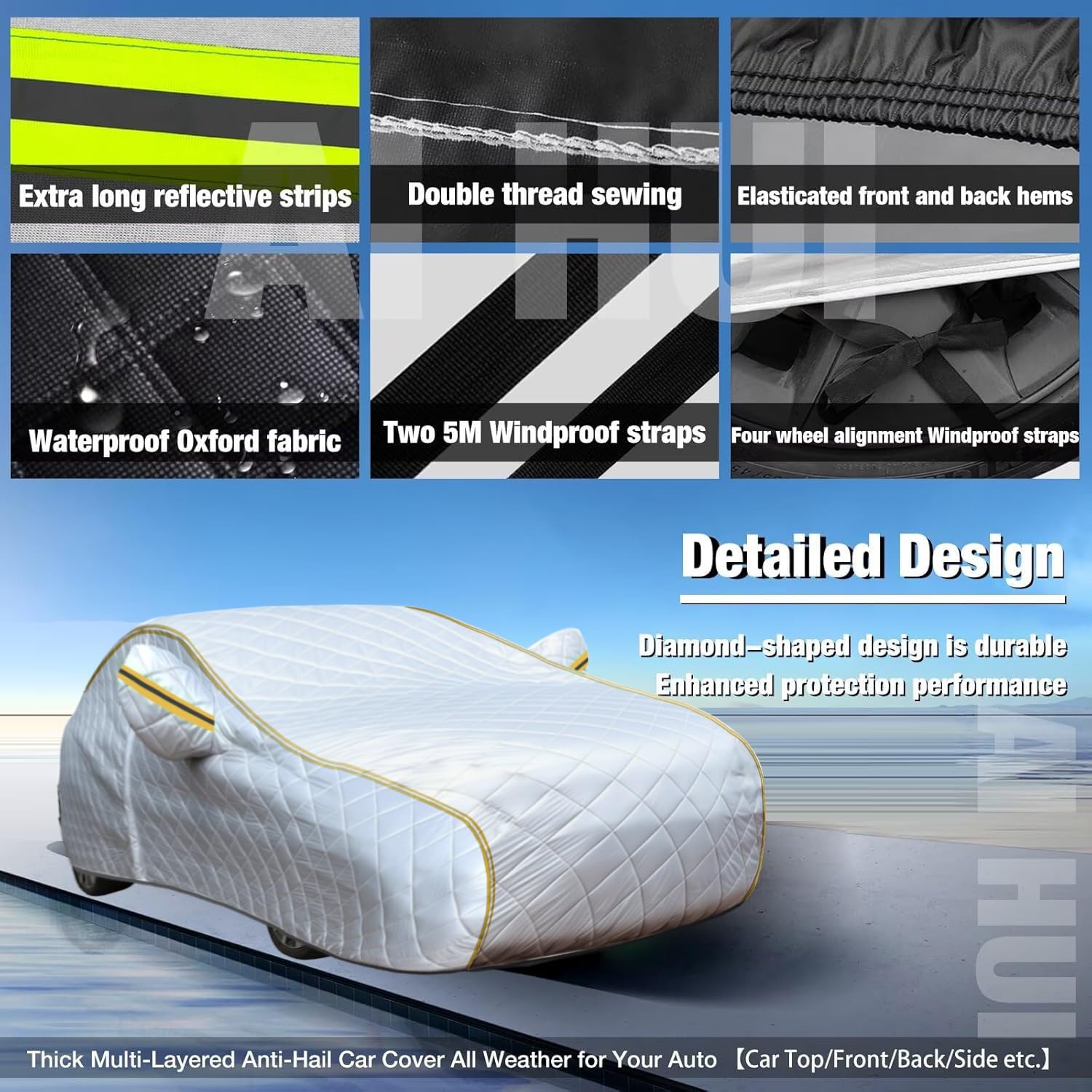 Hail Protection Car Cover For F𝘰rd Fiesta 3 1989-1997,Anti-hail Protection Cover, Anti-rain And Snow, Dustproof, UV Protection, Heat Insulation - View #9