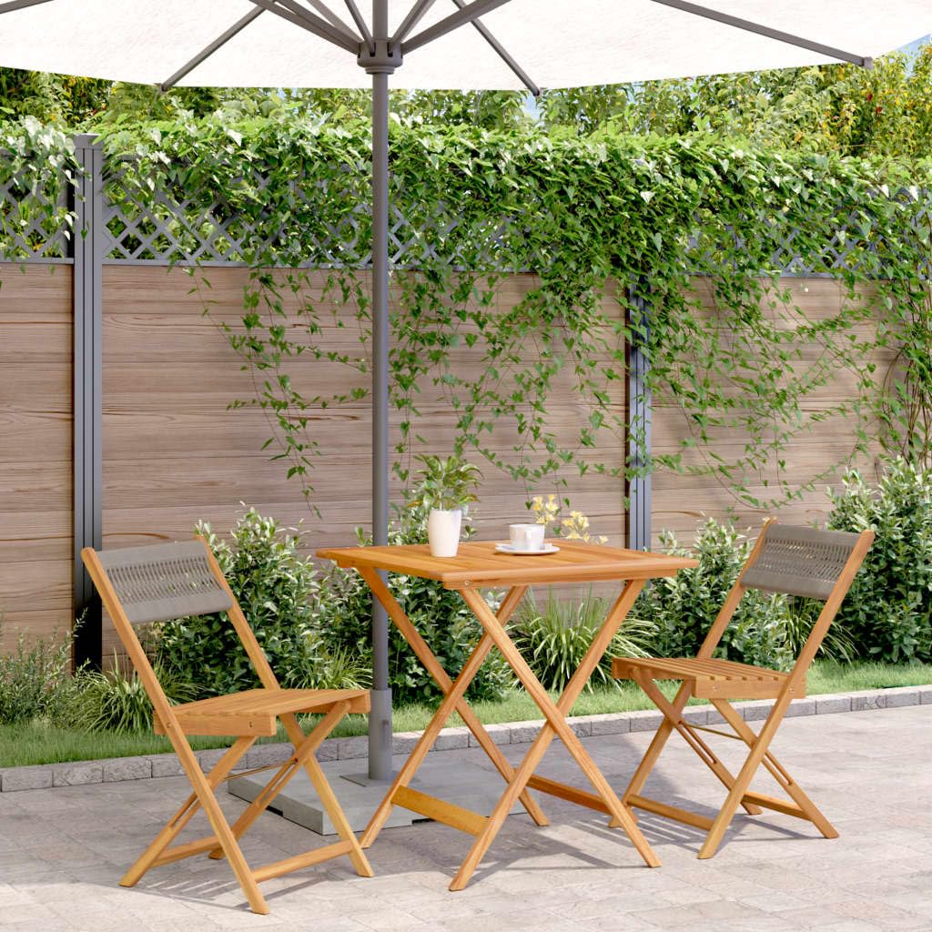 Ensemble bistrot pliable en acacia pour vos petits-déjeuners au balcon