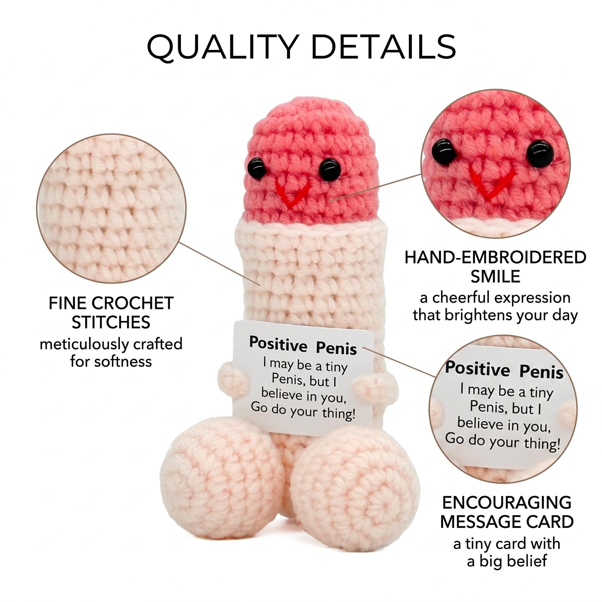1 Pezzi Pocket Hug Penis, Bambola Del Pene Portafortuna, Mini Simpatico Pene All'Uncinetto, Patate Positive, Regalo Divertente Per Uomini, Piccolo Regalo Per Uomini E Donne(Rosa)