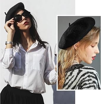 Black Beret, Beret Hat Women and Man, Classic French Style Unisex Wool Blend Hat for Women and Men, Vintage Fashion Accessory for Travel, Photography, and Daily Wear, Adjustable Fit 22.05-22.83 in