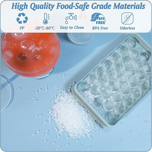 Miniatura 5 de Bandeja redonda para cubitos de hielo con tapa y contenedor para mini nevera, bandejas de hielo que ahorran espacio para congelador, fabricación de