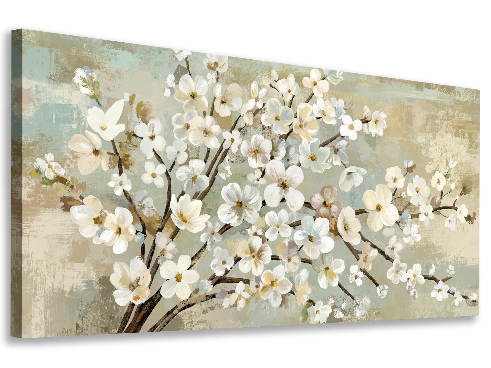 Best Kirkland's Wall Art Alternatives for 2026 2 arteWOODS Flowers Canvas Wall Art - Beige Flower Branches Pictures Wall Decor Ru — product photo