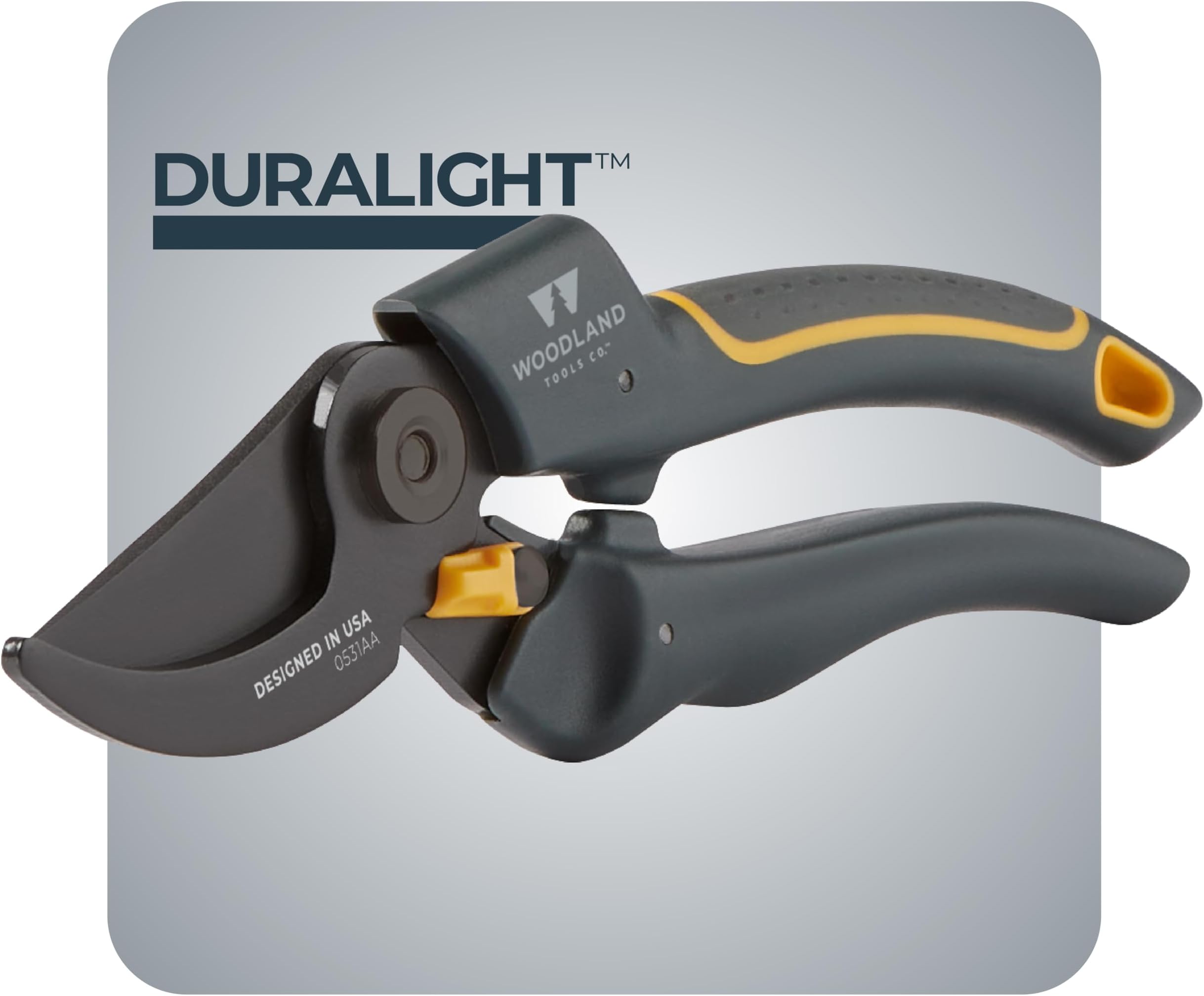 - Woodland Tools Co. Duralight Bypass Pruning Shears – 5/8" Cut Capacity, Lightweight Hand Pruner, High Carbon Steel Blade, Adjustable Lock, Internal Spring, Soft Grip Garden Tool for Plants and Shrubs